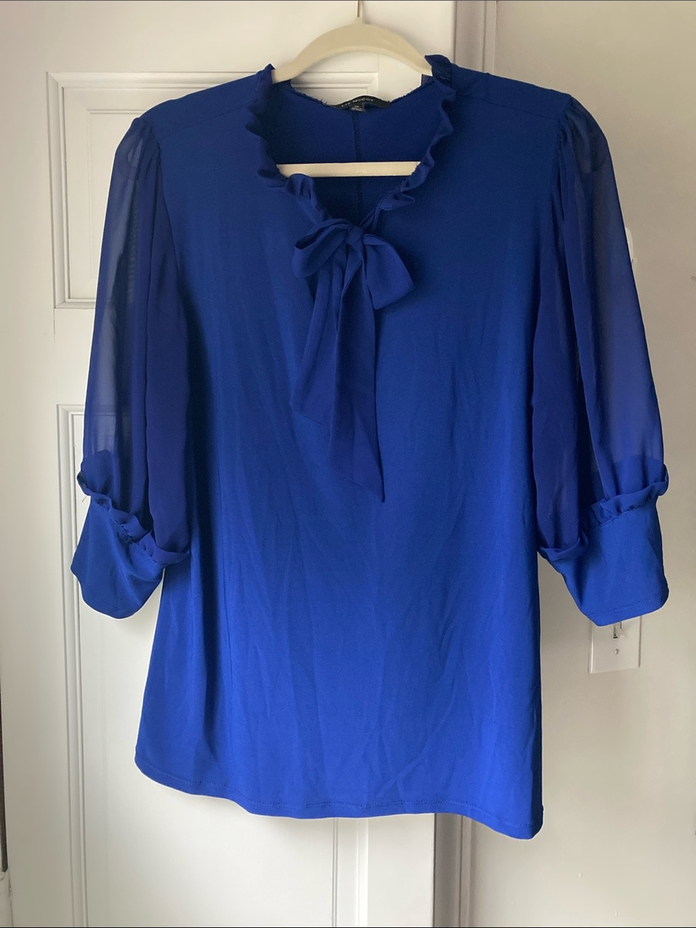 Liz McCoy Royal Blue Tie-Neck Blouse - Women’s Classic
